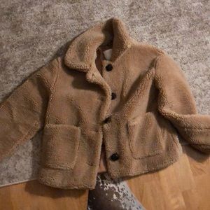 Zara teddy coat in camel
